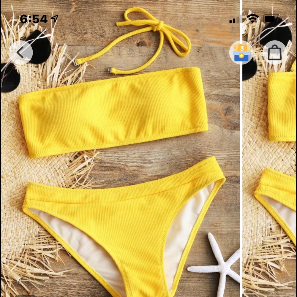 Zaful Halter Ribbed Texture Bikini Set - Picture 3 of 5